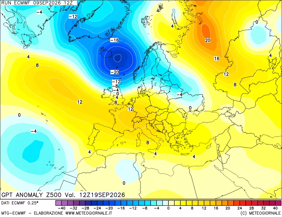 mappa 500 hPa GPT Anomaly vs Cli.No 1981-2010