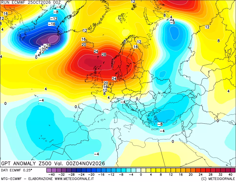 mappa 500 hPa GPT Anomaly vs Cli.No 1981-2010