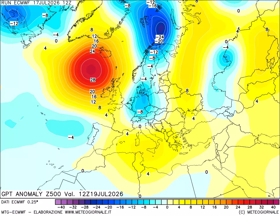 mappa 500 hPa GPT Anomaly vs Cli.No 1981-2010