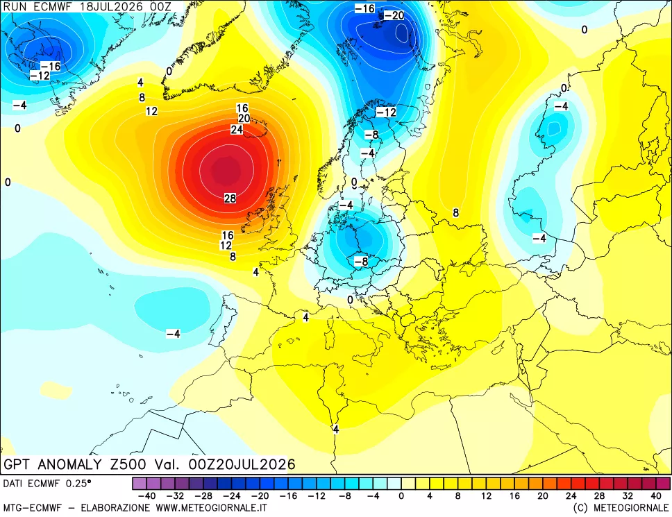 mappa 500 hPa GPT Anomaly vs Cli.No 1981-2010