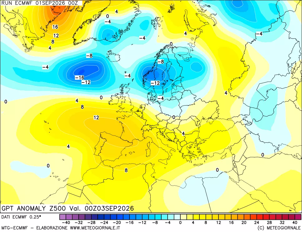 mappa 500 hPa GPT Anomaly vs Cli.No 1981-2010