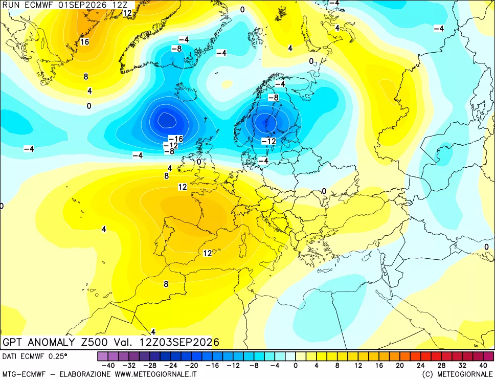 mappa 500 hPa GPT Anomaly vs Cli.No 1981-2010