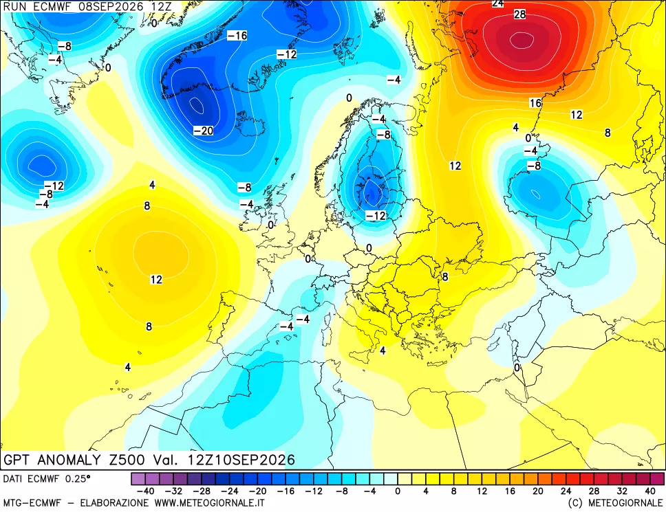 mappa 500 hPa GPT Anomaly vs Cli.No 1981-2010