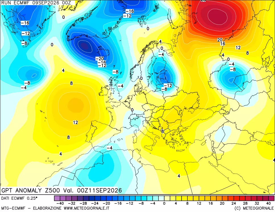 mappa 500 hPa GPT Anomaly vs Cli.No 1981-2010