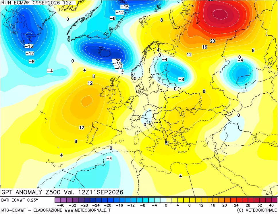 mappa 500 hPa GPT Anomaly vs Cli.No 1981-2010