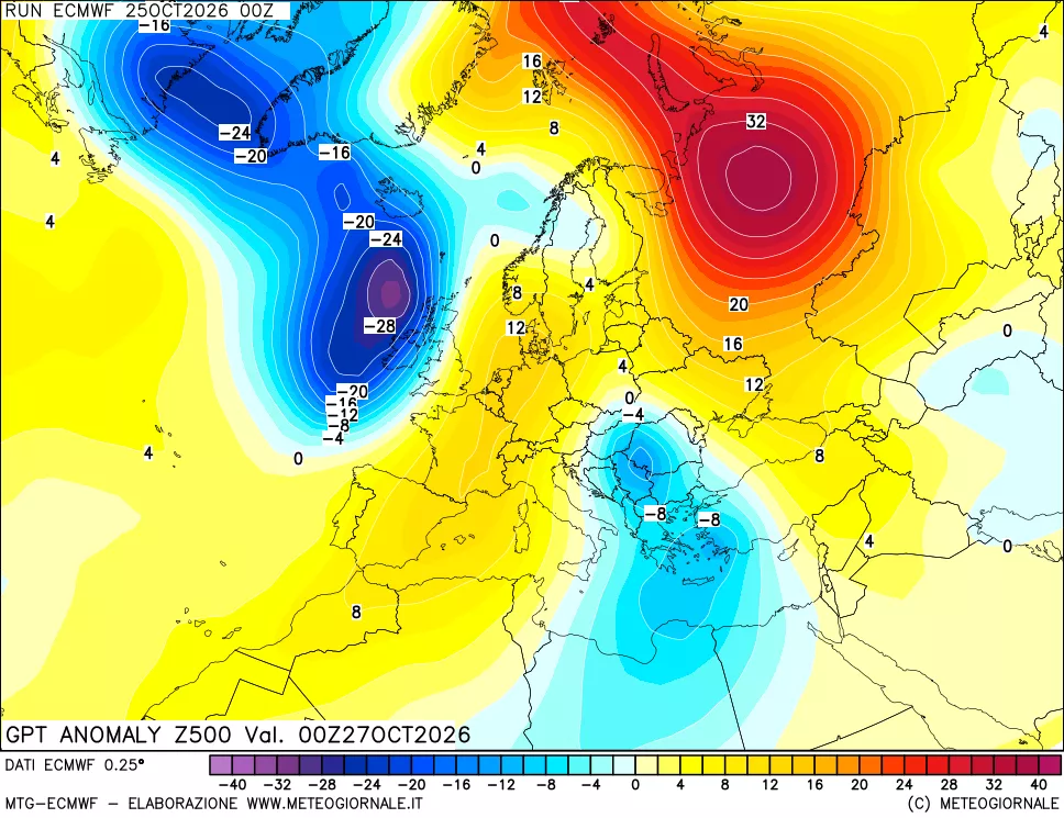mappa 500 hPa GPT Anomaly vs Cli.No 1981-2010