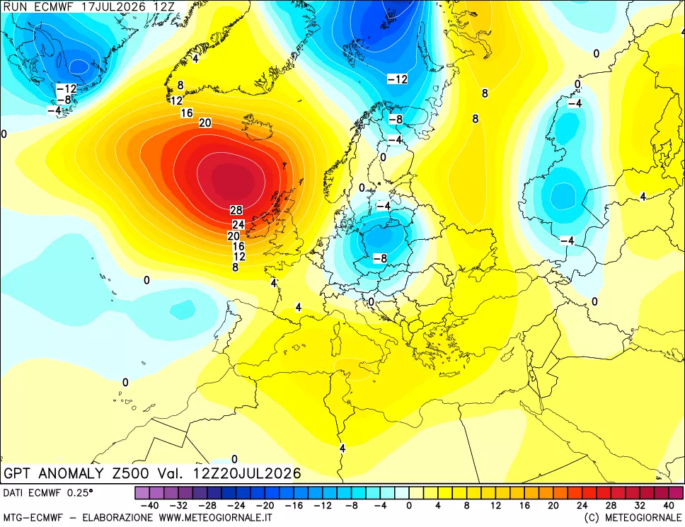 mappa 500 hPa GPT Anomaly vs Cli.No 1981-2010