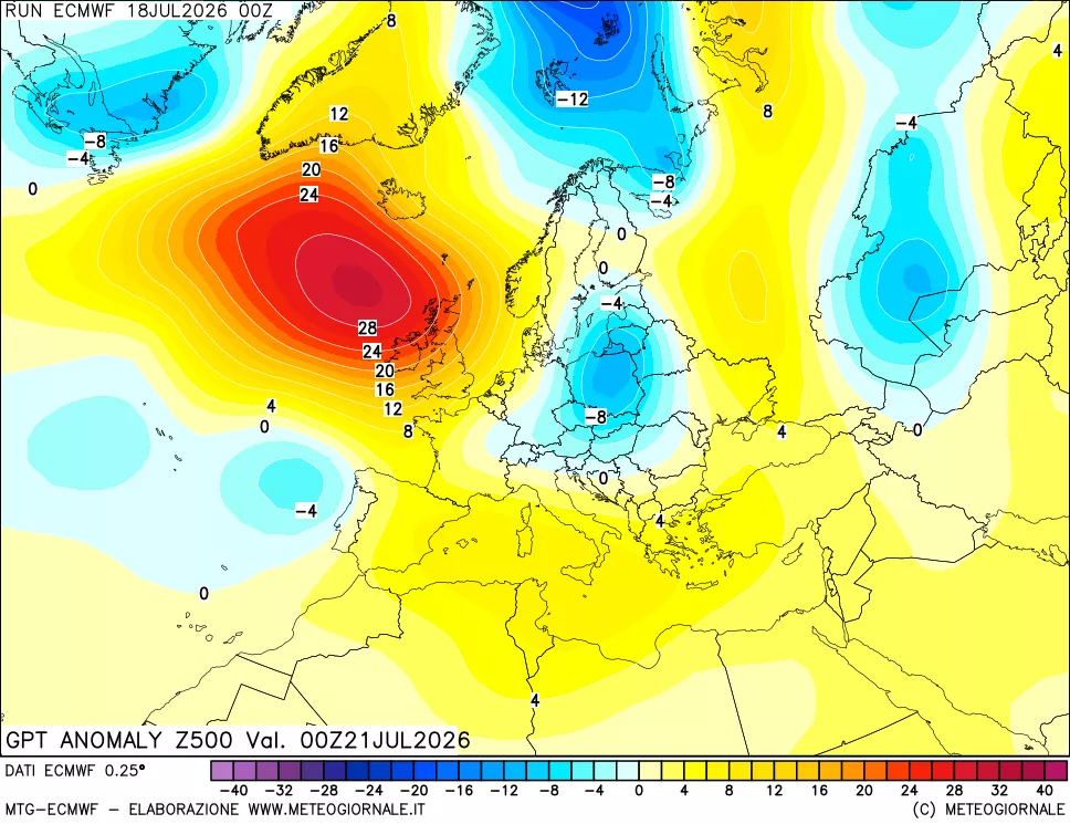 mappa 500 hPa GPT Anomaly vs Cli.No 1981-2010