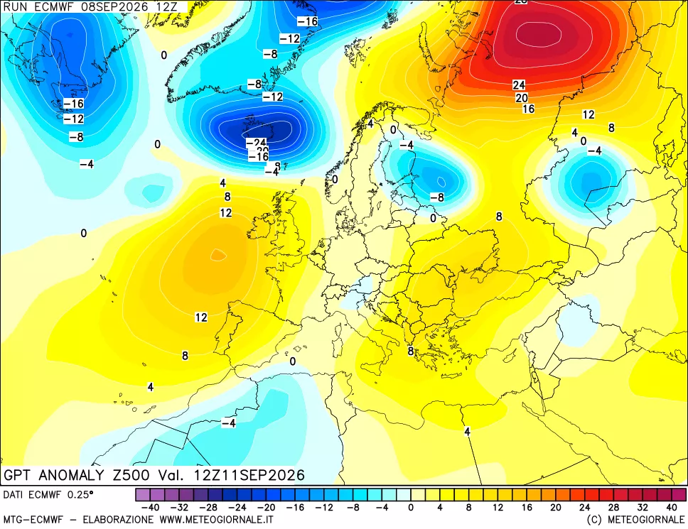 mappa 500 hPa GPT Anomaly vs Cli.No 1981-2010