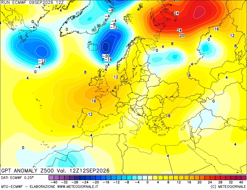 mappa 500 hPa GPT Anomaly vs Cli.No 1981-2010
