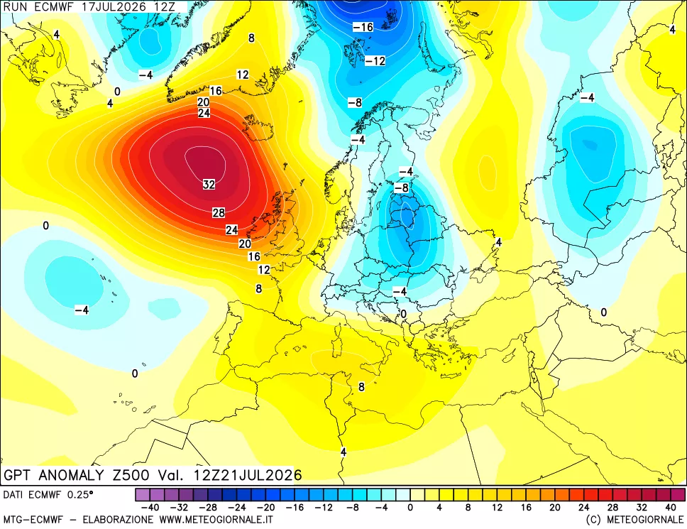 mappa 500 hPa GPT Anomaly vs Cli.No 1981-2010