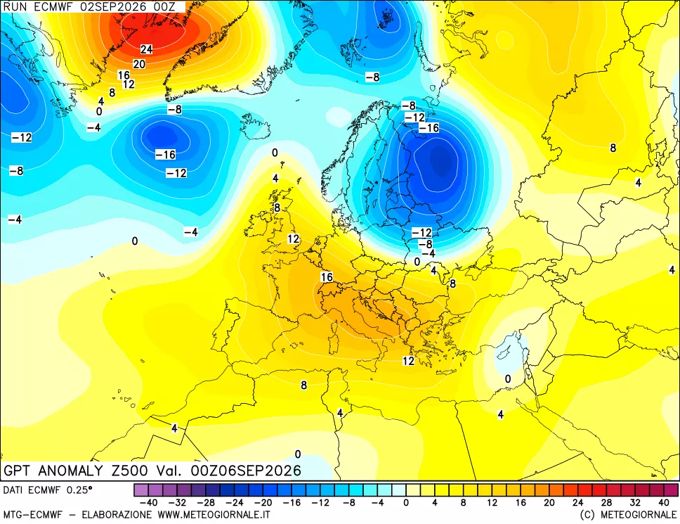 mappa 500 hPa GPT Anomaly vs Cli.No 1981-2010
