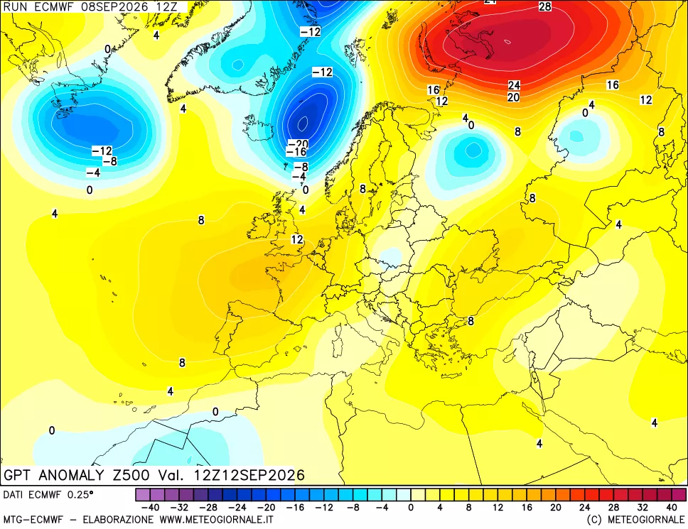 mappa 500 hPa GPT Anomaly vs Cli.No 1981-2010