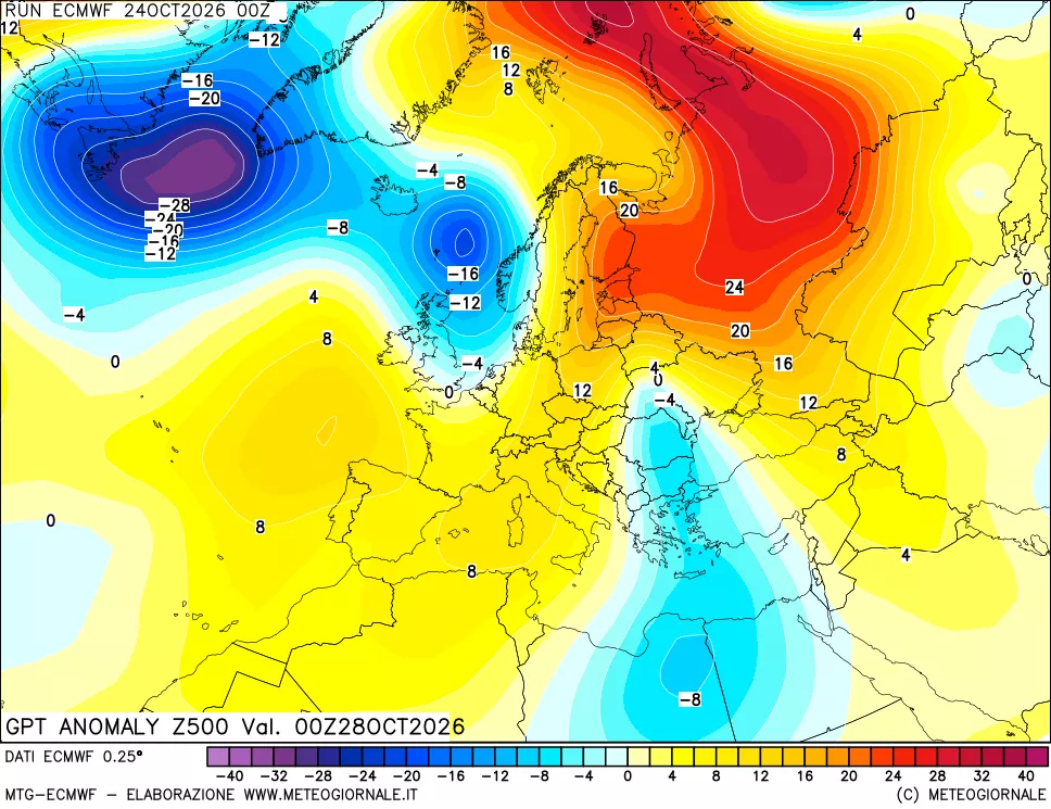 mappa 500 hPa GPT Anomaly vs Cli.No 1981-2010