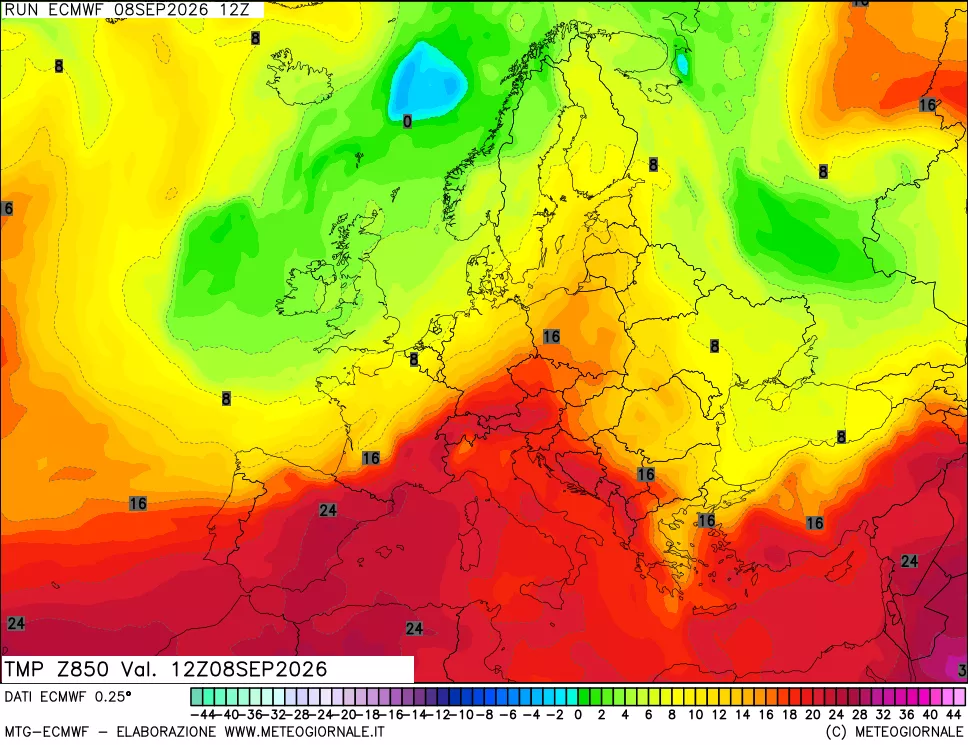 mappa Temperatura a 850 hPa