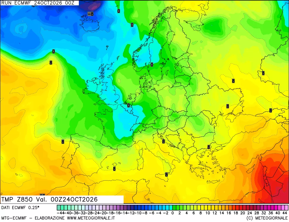 mappa Temperatura a 850 hPa