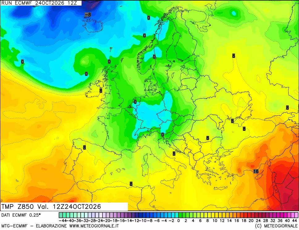 mappa Temperatura a 850 hPa