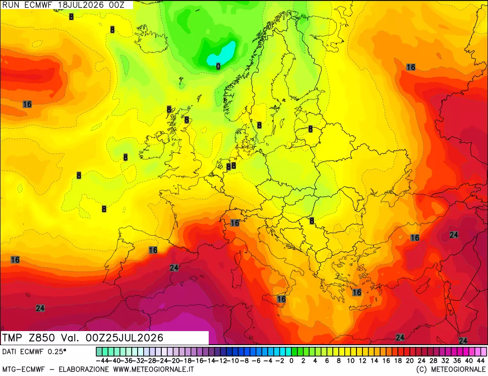 mappa Temperatura a 850 hPa
