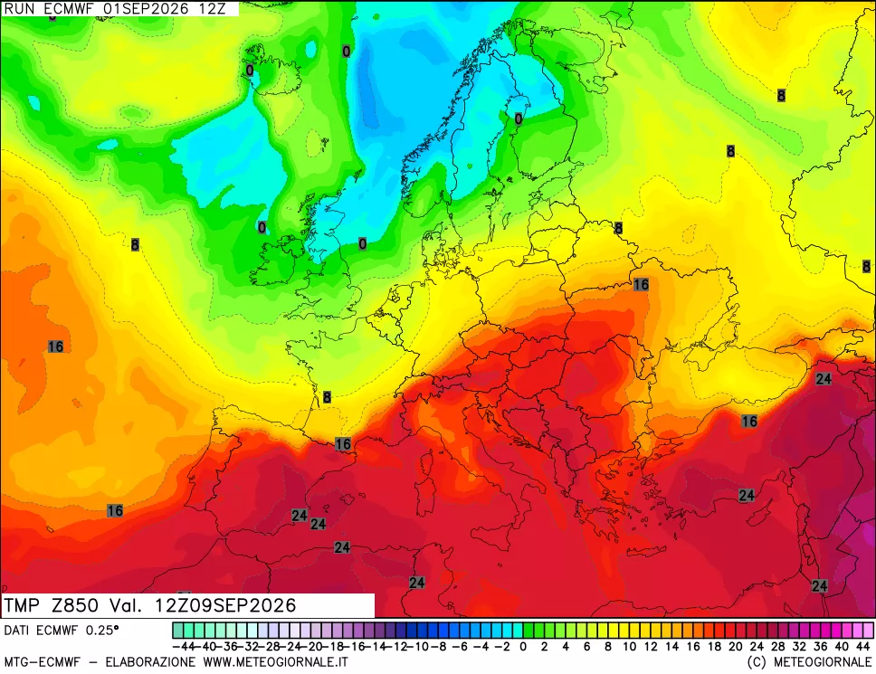 mappa Temperatura a 850 hPa