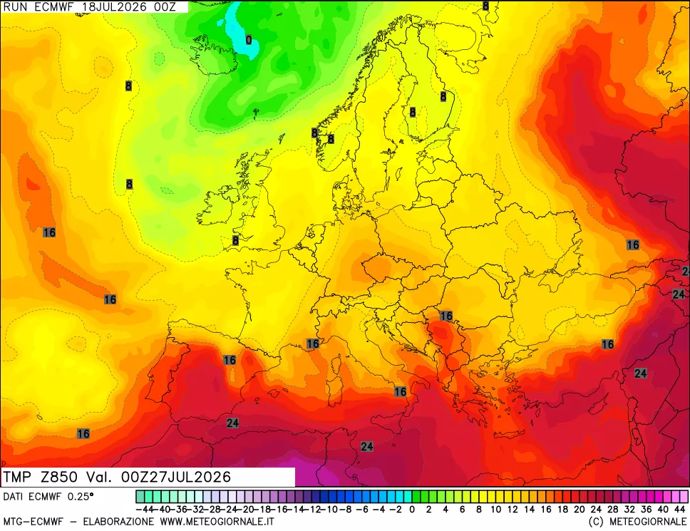mappa Temperatura a 850 hPa