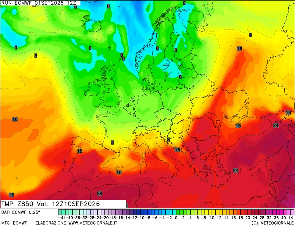 mappa Temperatura a 850 hPa