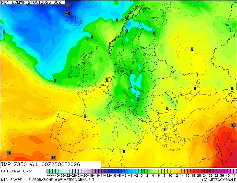 mappa Temperatura a 850 hPa