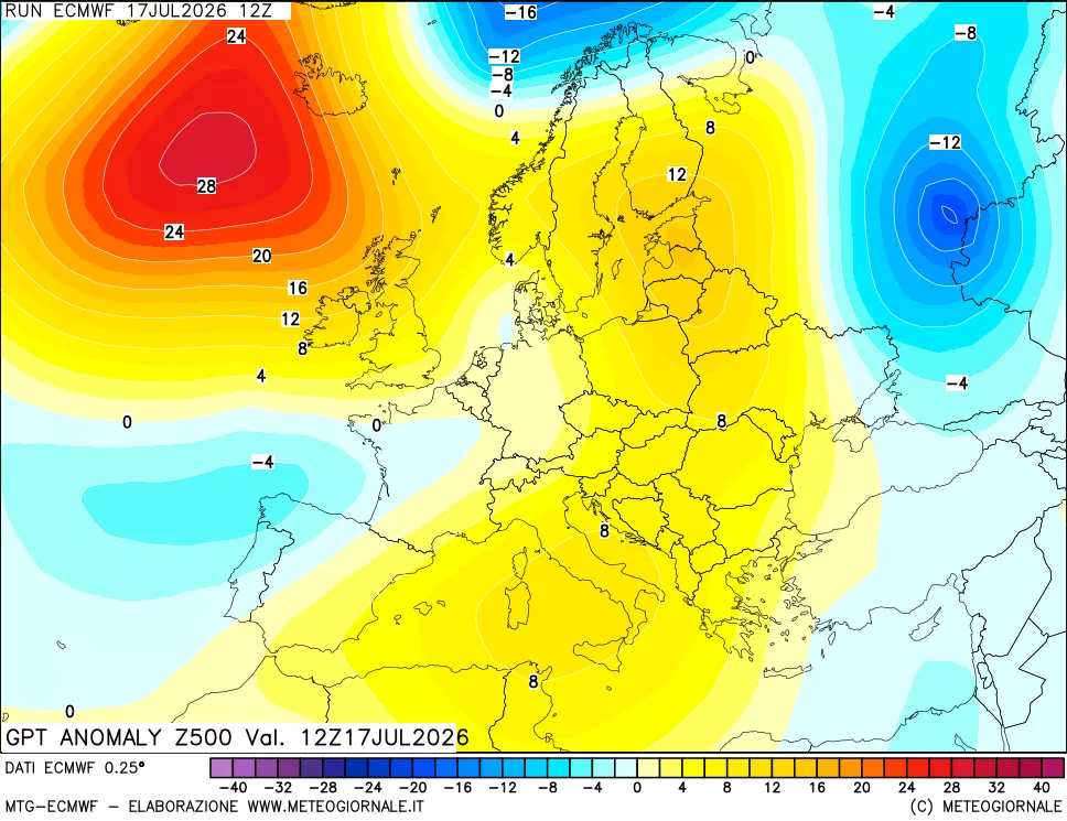 mappa 500 hPa GPT Anomaly vs Cli.No 1981-2010