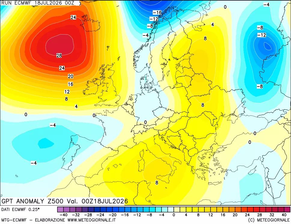 mappa 500 hPa GPT Anomaly vs Cli.No 1981-2010
