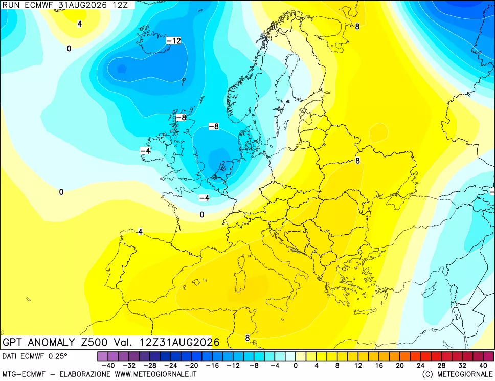 mappa 500 hPa GPT Anomaly vs Cli.No 1981-2010