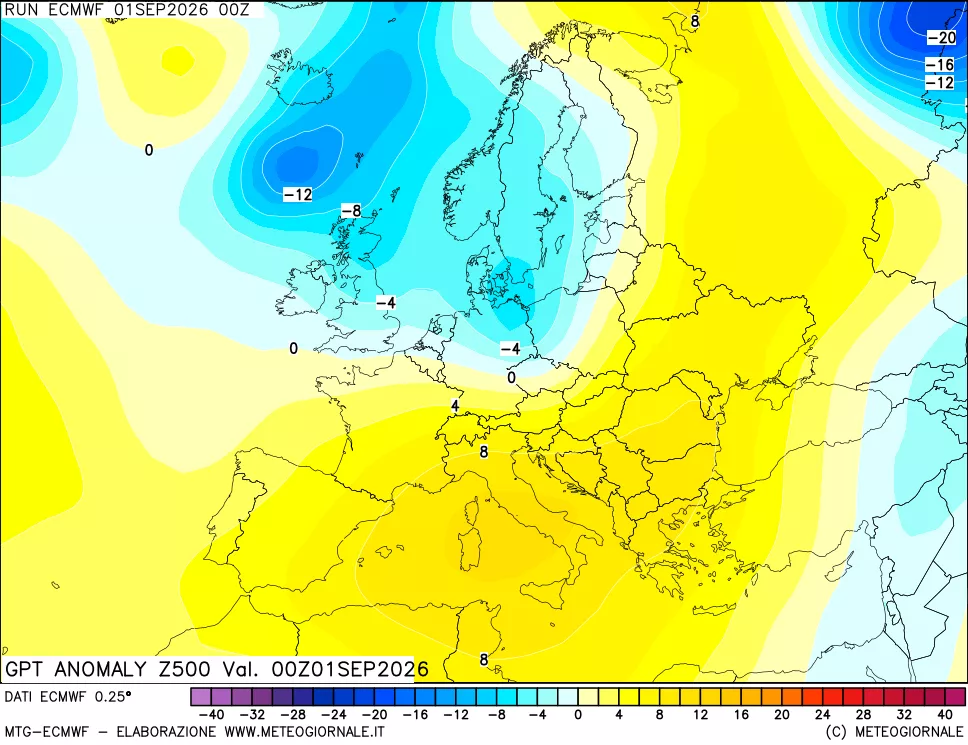 mappa 500 hPa GPT Anomaly vs Cli.No 1981-2010