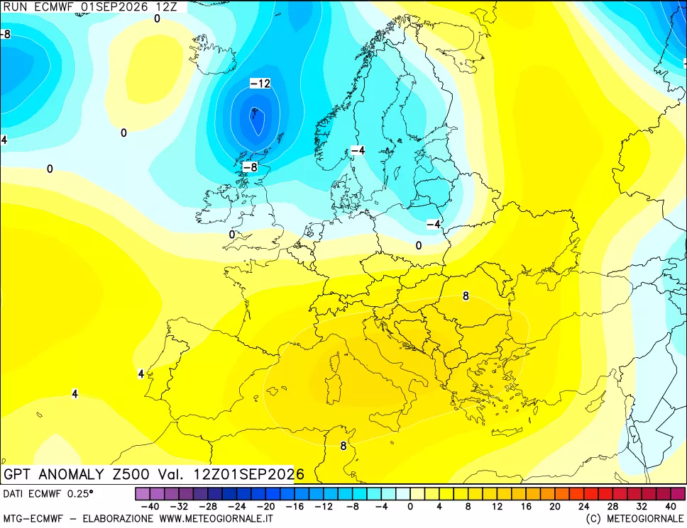 mappa 500 hPa GPT Anomaly vs Cli.No 1981-2010