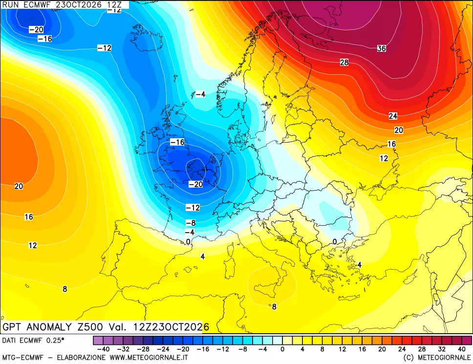 mappa 500 hPa GPT Anomaly vs Cli.No 1981-2010