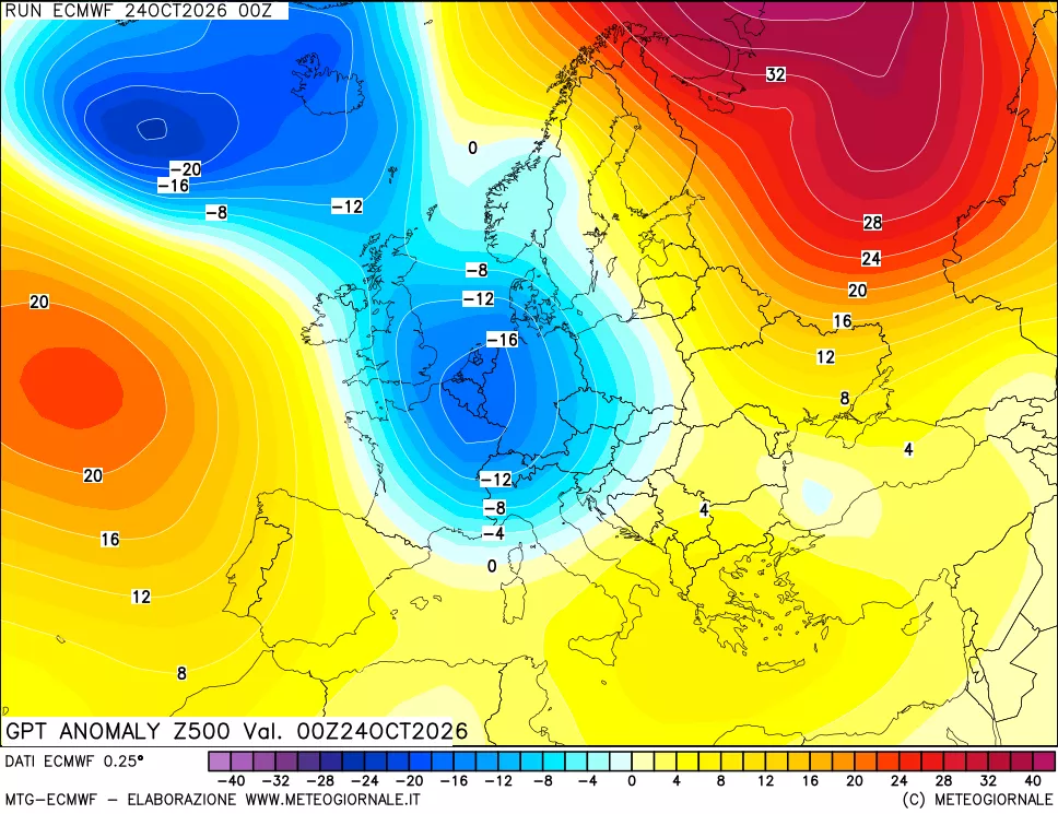 mappa 500 hPa GPT Anomaly vs Cli.No 1981-2010