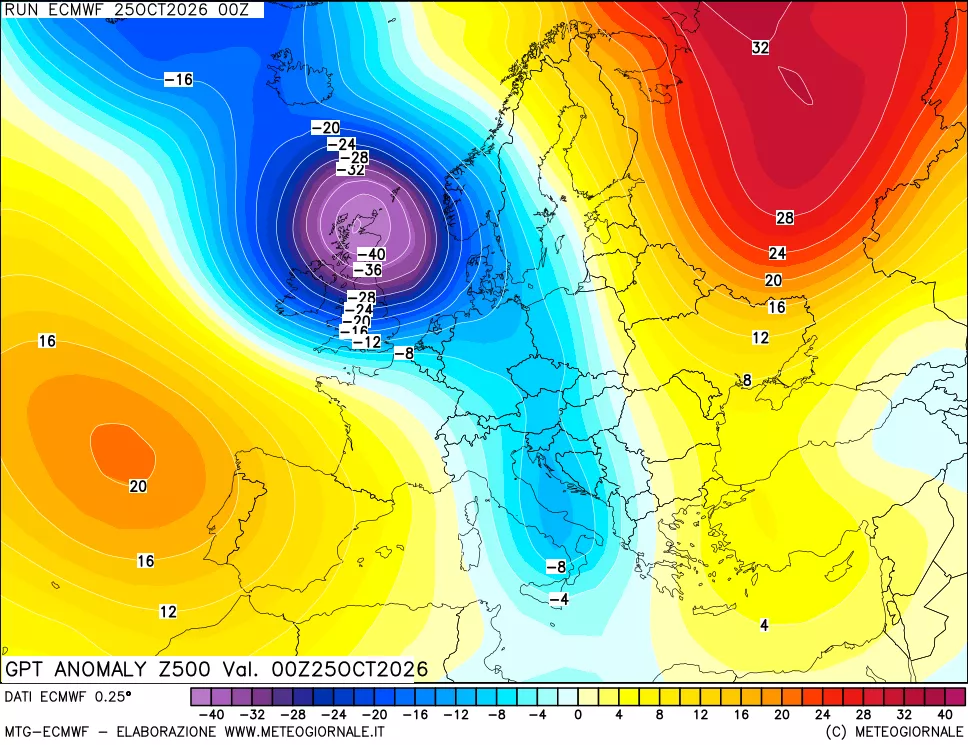 mappa 500 hPa GPT Anomaly vs Cli.No 1981-2010