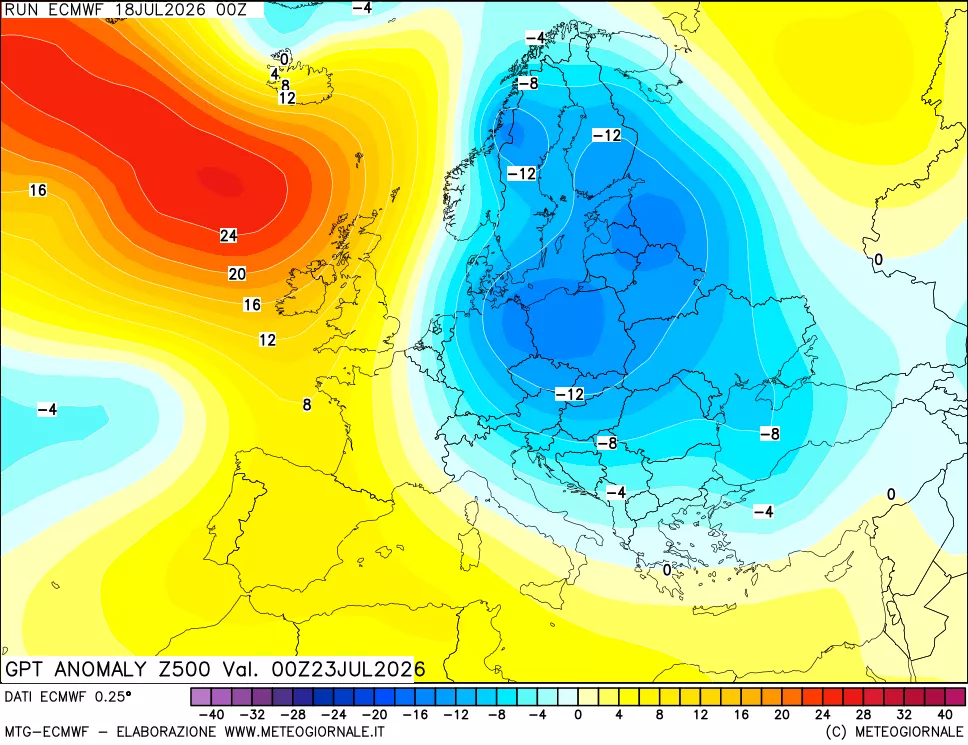 mappa 500 hPa GPT Anomaly vs Cli.No 1981-2010