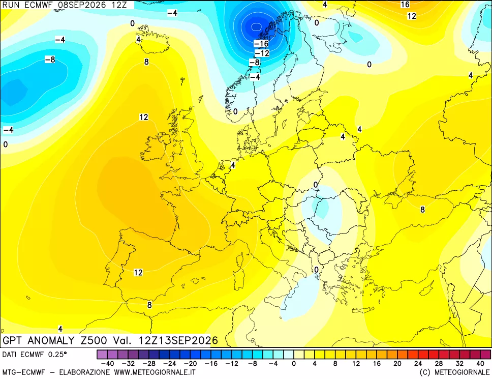 mappa 500 hPa GPT Anomaly vs Cli.No 1981-2010