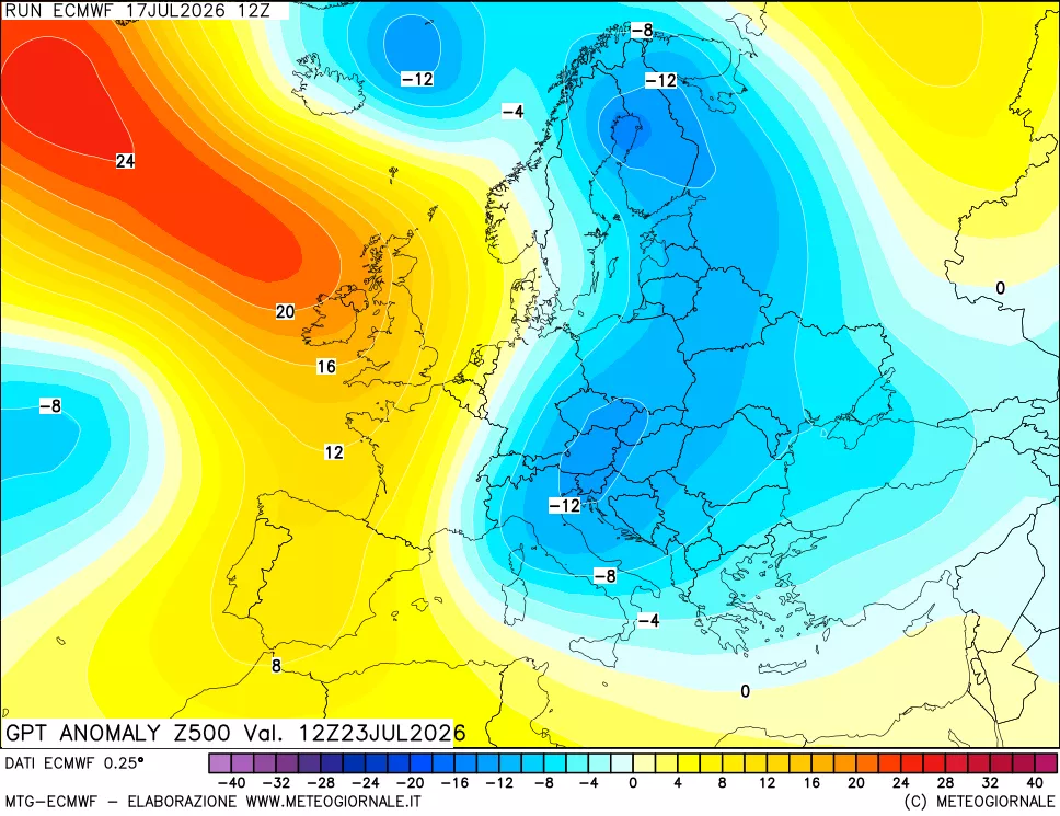 mappa 500 hPa GPT Anomaly vs Cli.No 1981-2010
