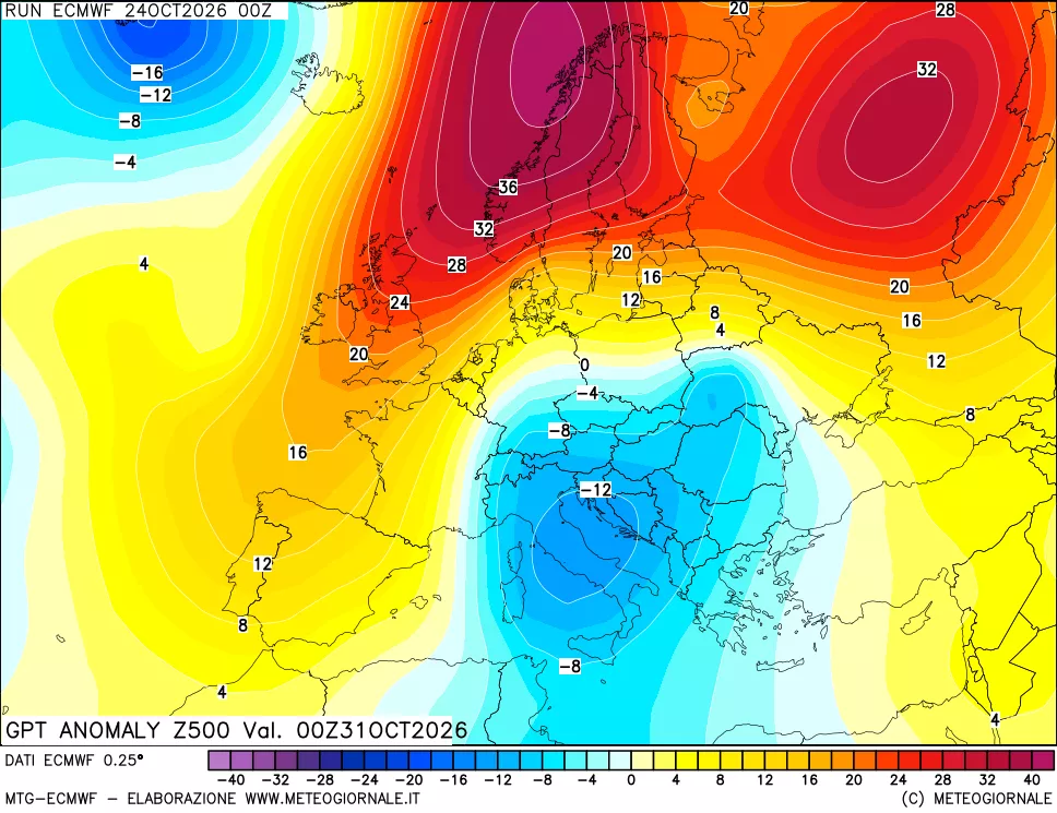 mappa 500 hPa GPT Anomaly vs Cli.No 1981-2010