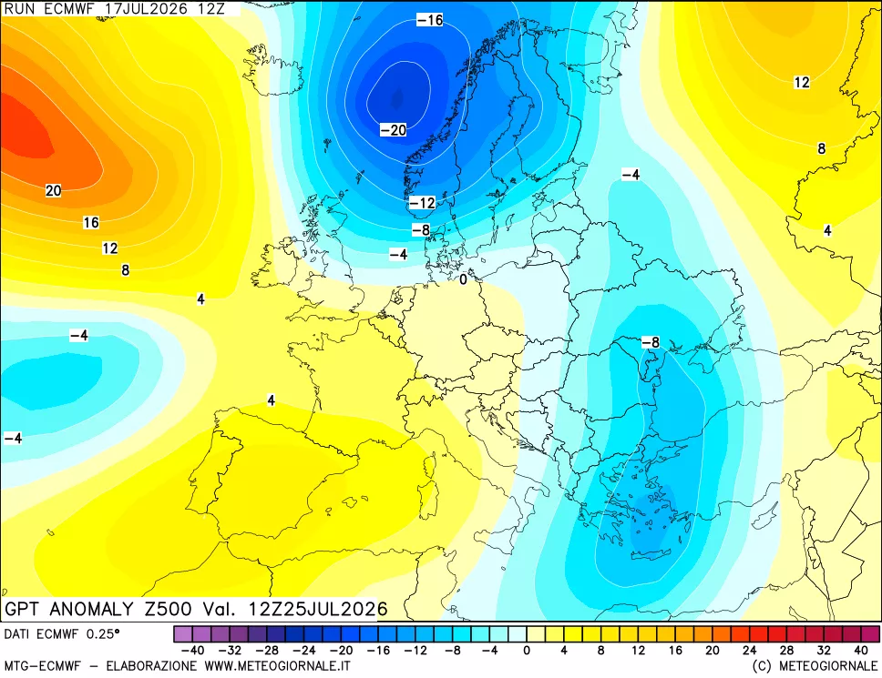 mappa 500 hPa GPT Anomaly vs Cli.No 1981-2010