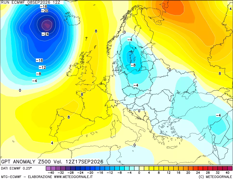 mappa 500 hPa GPT Anomaly vs Cli.No 1981-2010