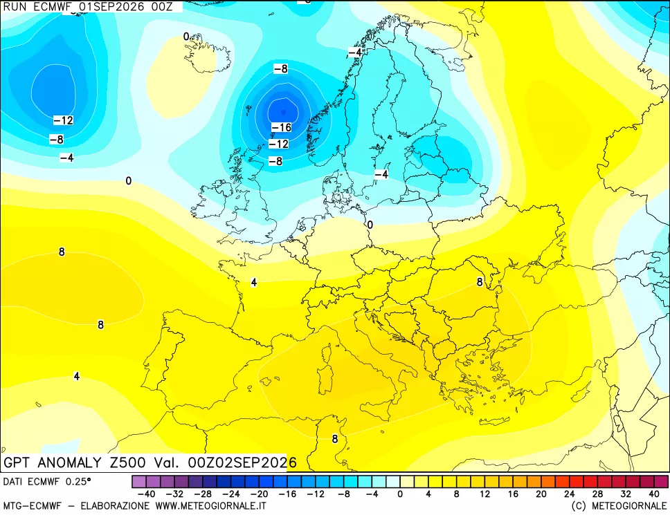 mappa 500 hPa GPT Anomaly vs Cli.No 1981-2010