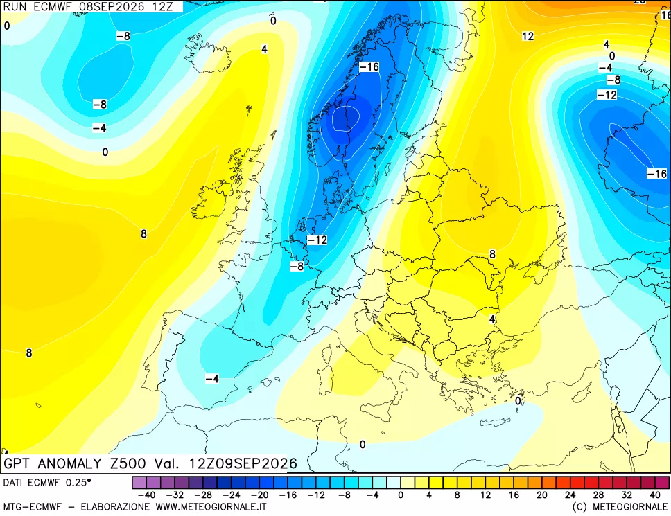 mappa 500 hPa GPT Anomaly vs Cli.No 1981-2010