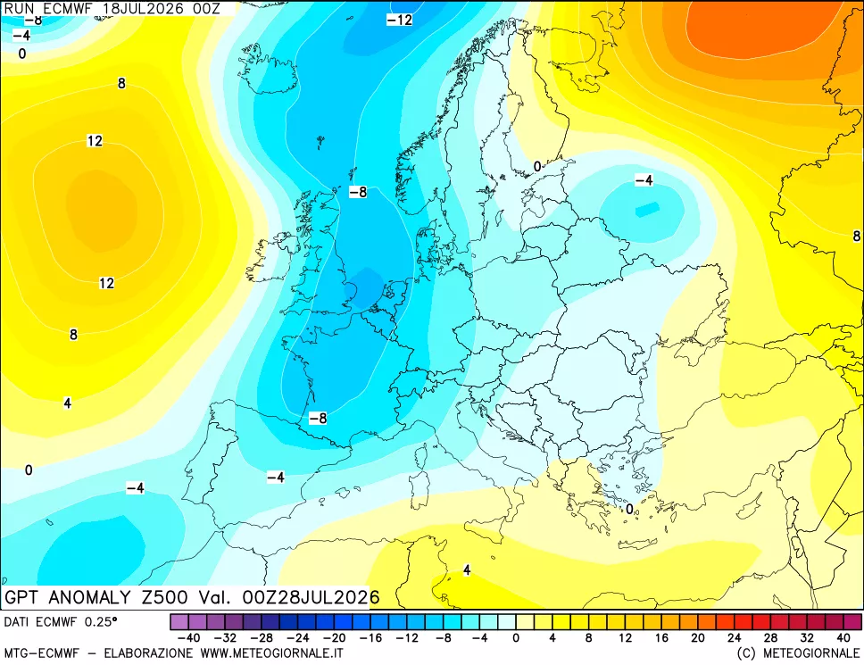 mappa 500 hPa GPT Anomaly vs Cli.No 1981-2010