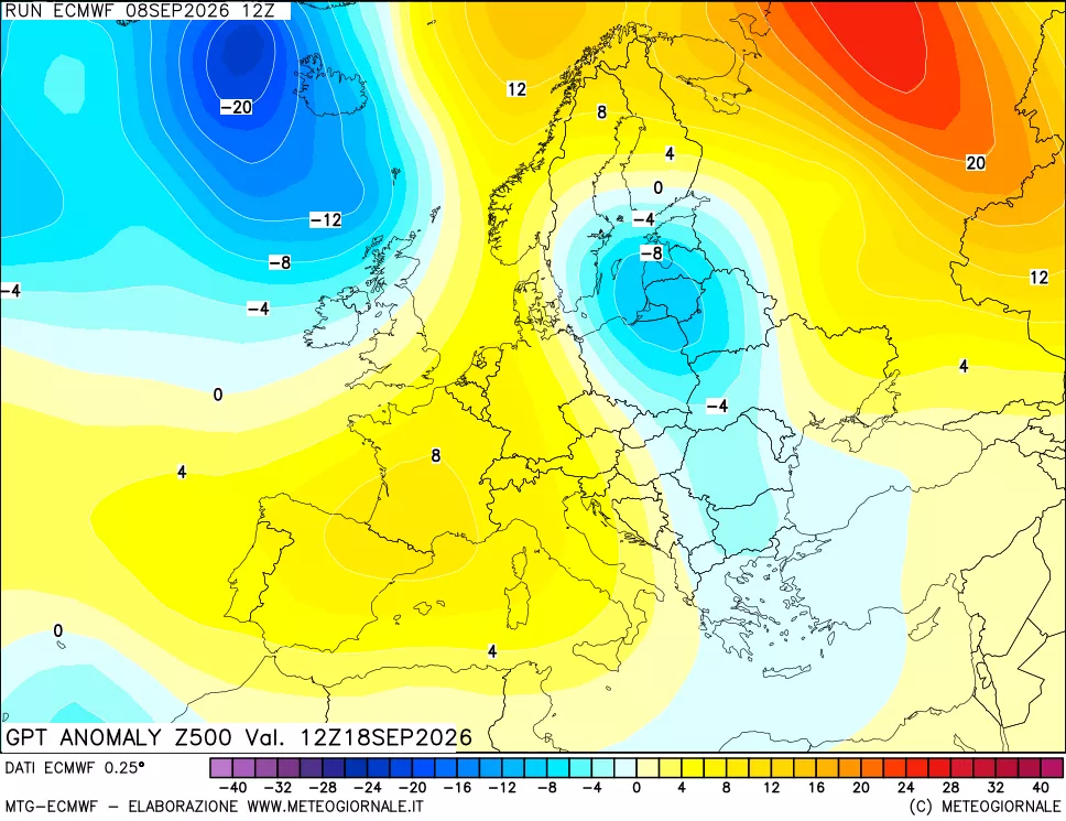 mappa 500 hPa GPT Anomaly vs Cli.No 1981-2010
