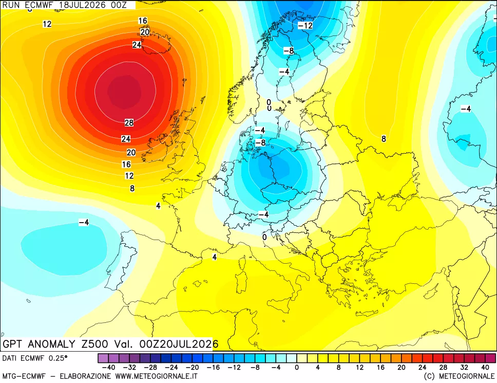 mappa 500 hPa GPT Anomaly vs Cli.No 1981-2010