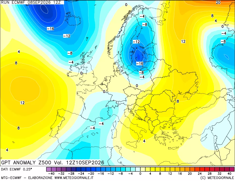 mappa 500 hPa GPT Anomaly vs Cli.No 1981-2010