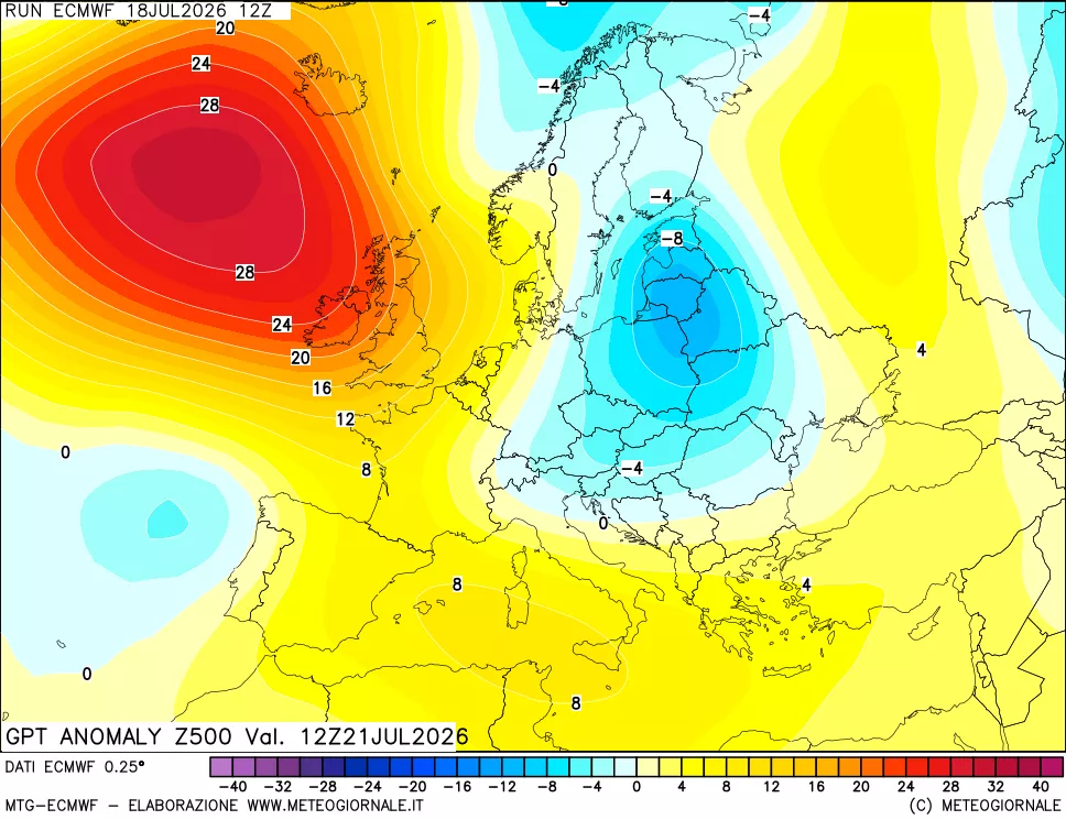 mappa 500 hPa GPT Anomaly vs Cli.No 1981-2010