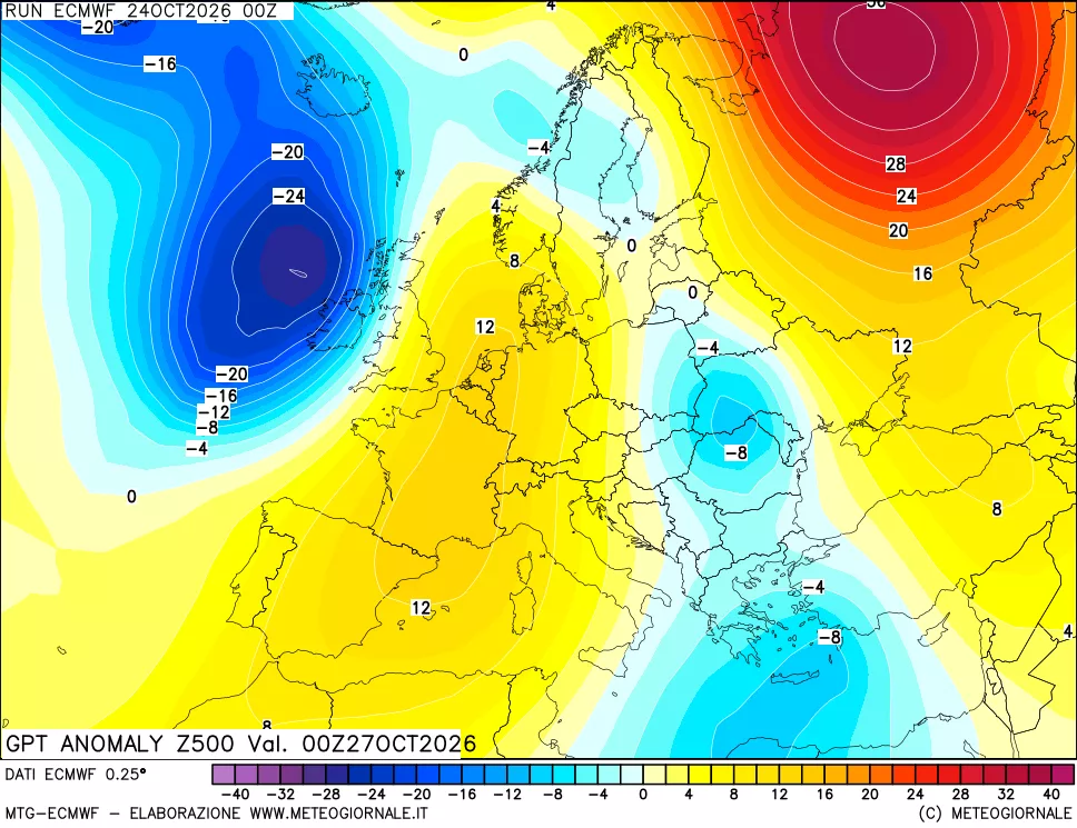 mappa 500 hPa GPT Anomaly vs Cli.No 1981-2010