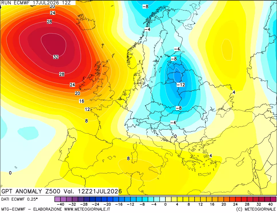 mappa 500 hPa GPT Anomaly vs Cli.No 1981-2010