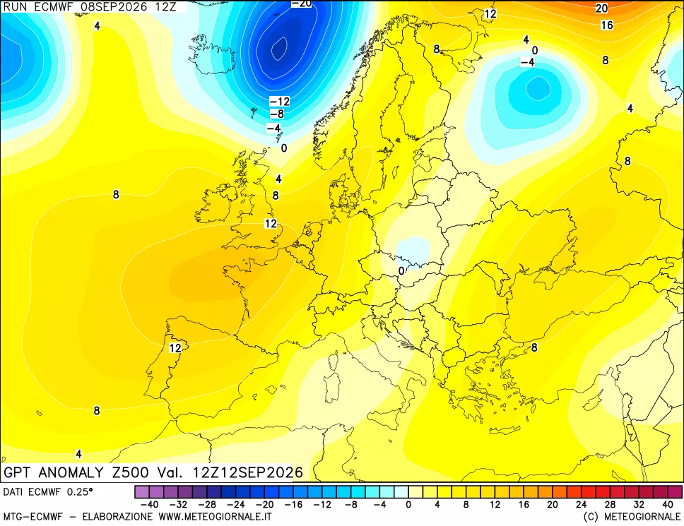 mappa 500 hPa GPT Anomaly vs Cli.No 1981-2010